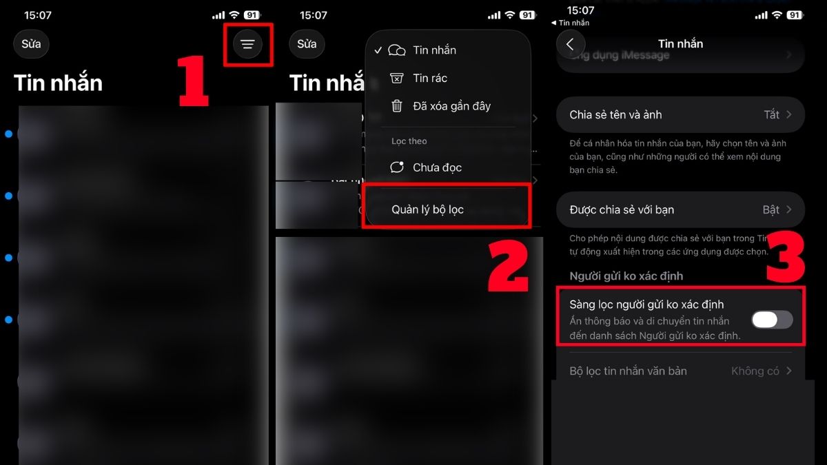 Cách bật lại dịch vụ quảng cáo SIM bằng bộ lọc tin nhắn