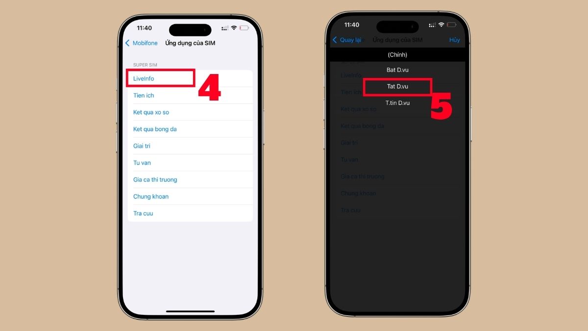 Đối với quảng cáo SIM MobiFone trên iPhone - bước 2,3,4