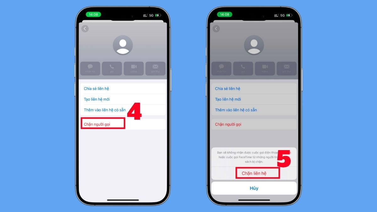 Cách tắt quảng cáo SIM trên iPhone bằng chặn từng số điện thoại - bước 2,3,4