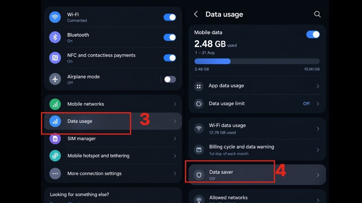 Cách tắt tiết kiệm dữ liệu trên Samsung nhanh và đơn giản - bước 2