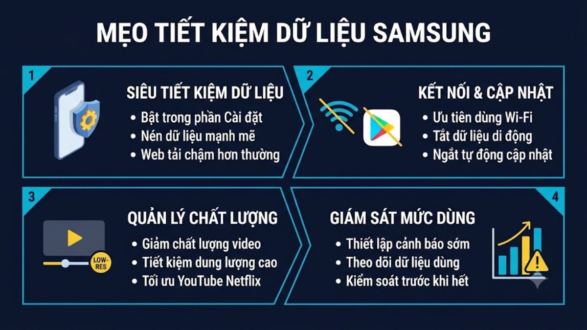 Một số cách tiết kiệm dữ liệu Samsung khác