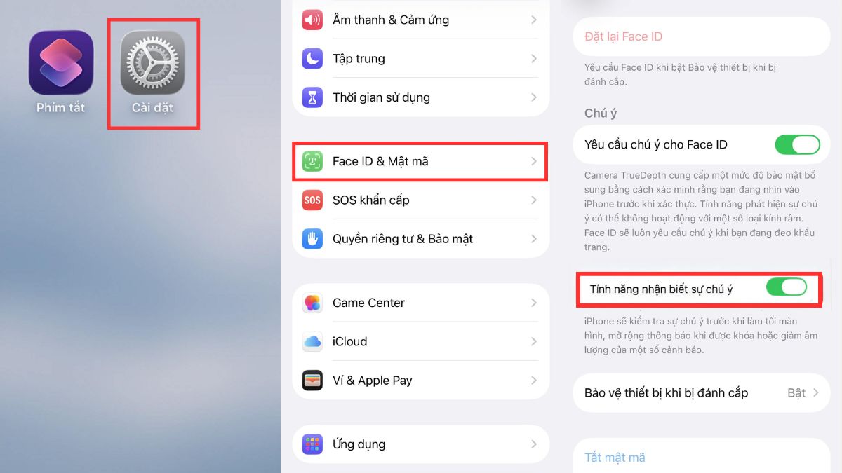 Cách bật lại nhận biết sự chú ý trên iPhone