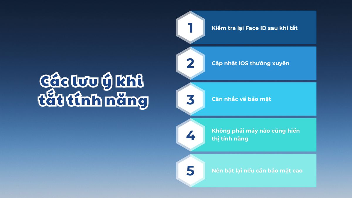 Các lưu ý khi tắt tính năng Nhận biết chú ý trên iPhone