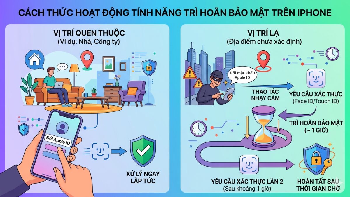 Cách thức hoạt động của tính năng bảo mật trì hoãn trên iPhone
