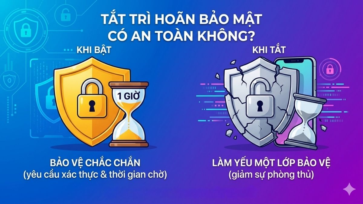 Tắt trì hoãn bảo mật không ảnh hưởng đến hoạt động của máy