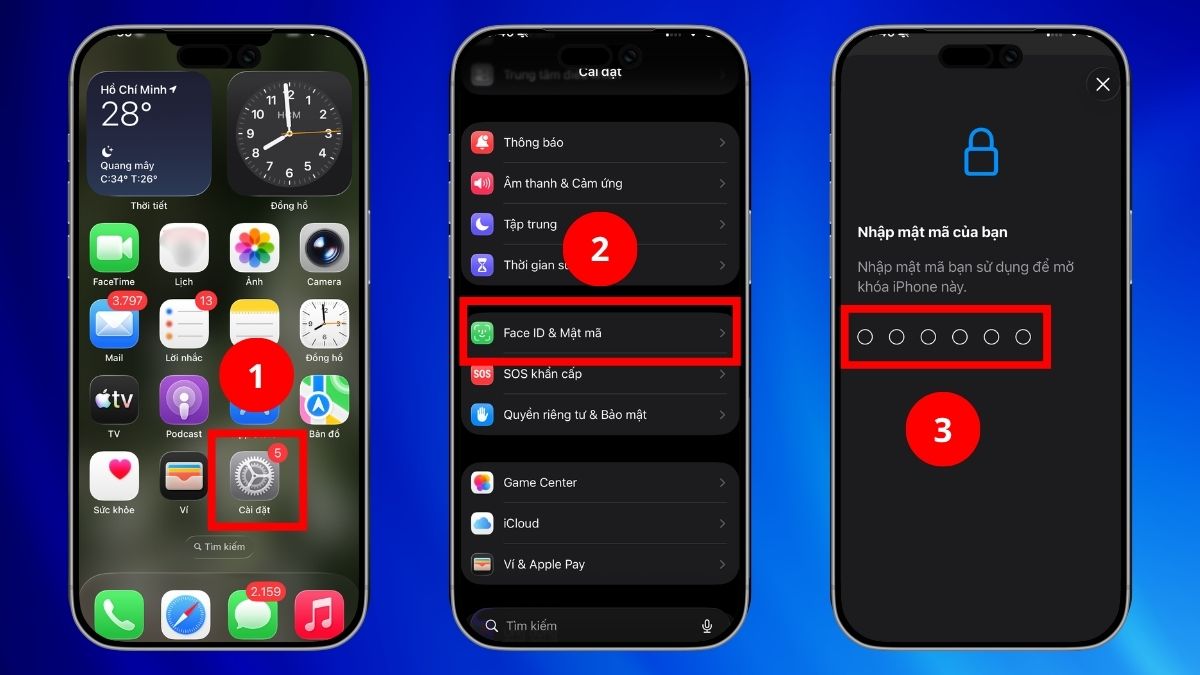 Cách tắt tính năng trì hoãn bảo mật trên iPhone - bước 1