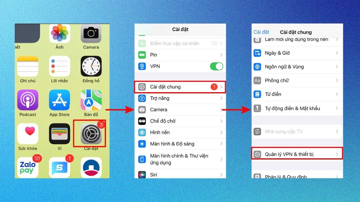 Tắt VPN trên iPhone trong Cài đặt - bước 1