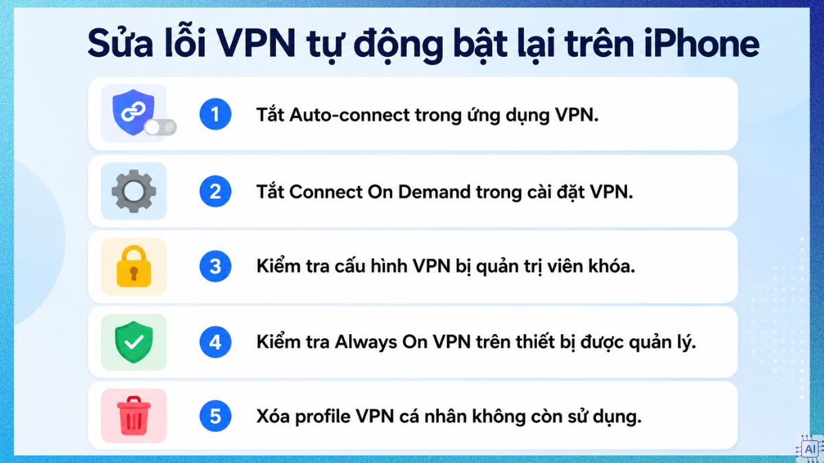 Sửa lỗi VPN tự động bật lại trên iPhone