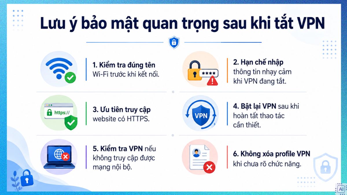 Lưu ý bảo mật quan trọng sau khi tắt VPN