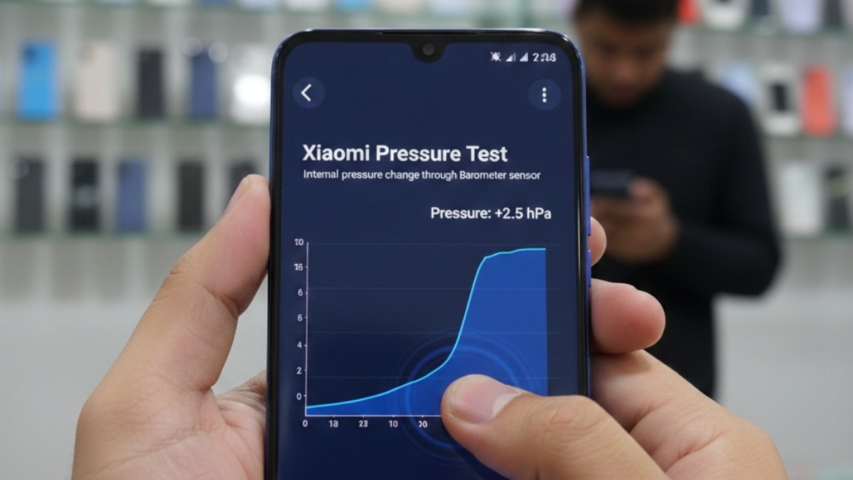 Thao tác test áp xuất Xiaomi