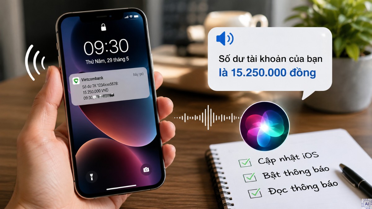 iPhone có hỗ trợ thông báo số dư bằng giọng nói