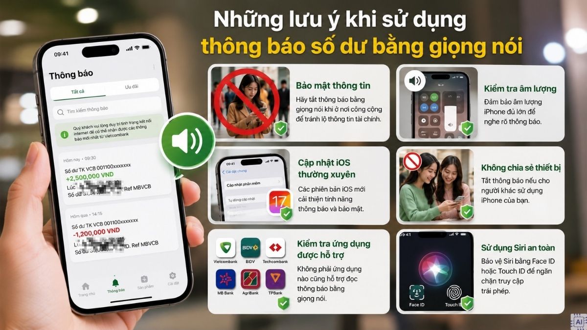 Những lưu ý khi sử dụng thông báo số dư bằng giọng nói
