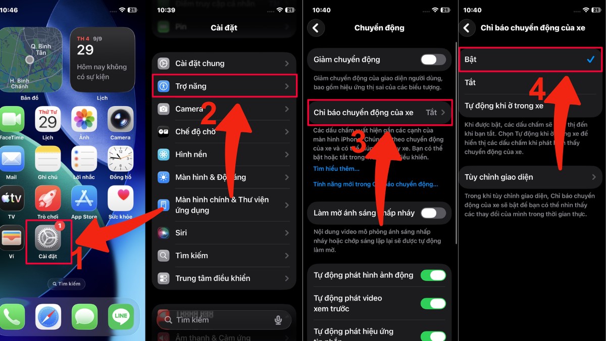 Cách bật tính năng chống say xe trên iPhone