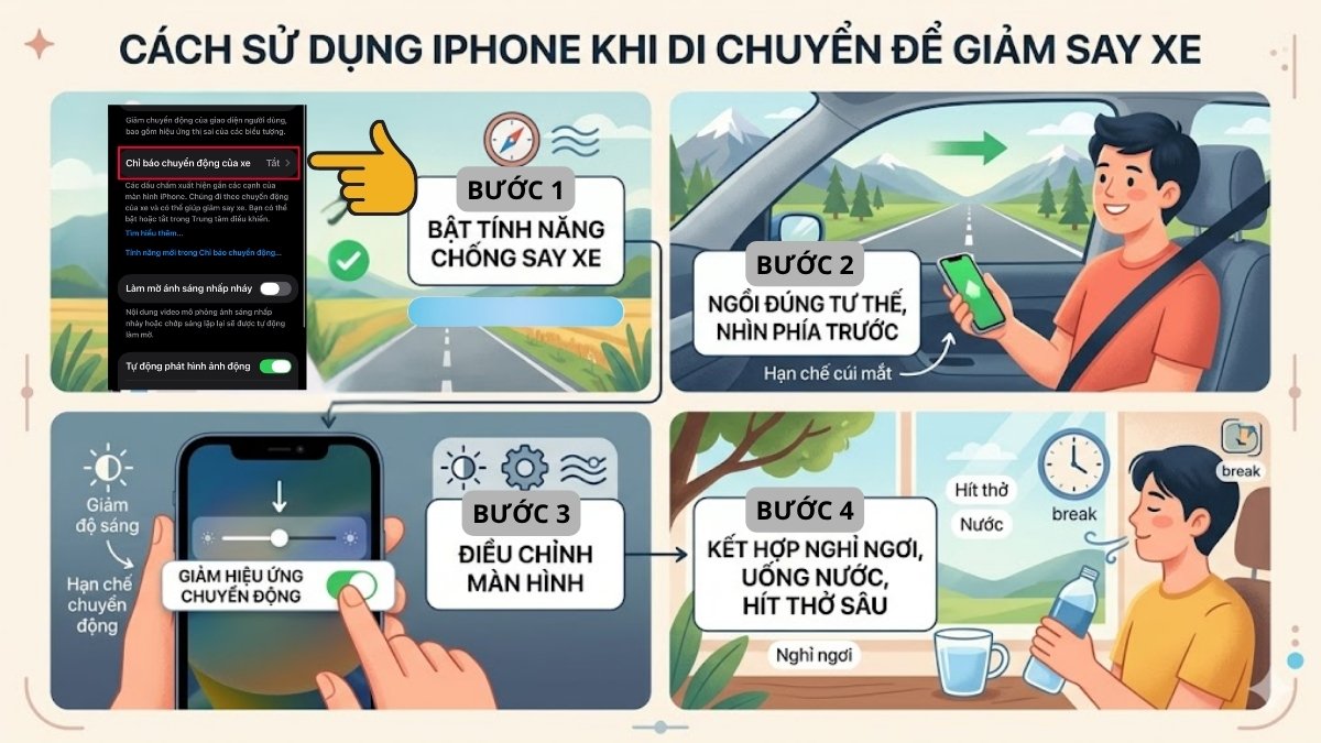 Cách sử dụng iPhone khi đang di chuyển để giảm say xe