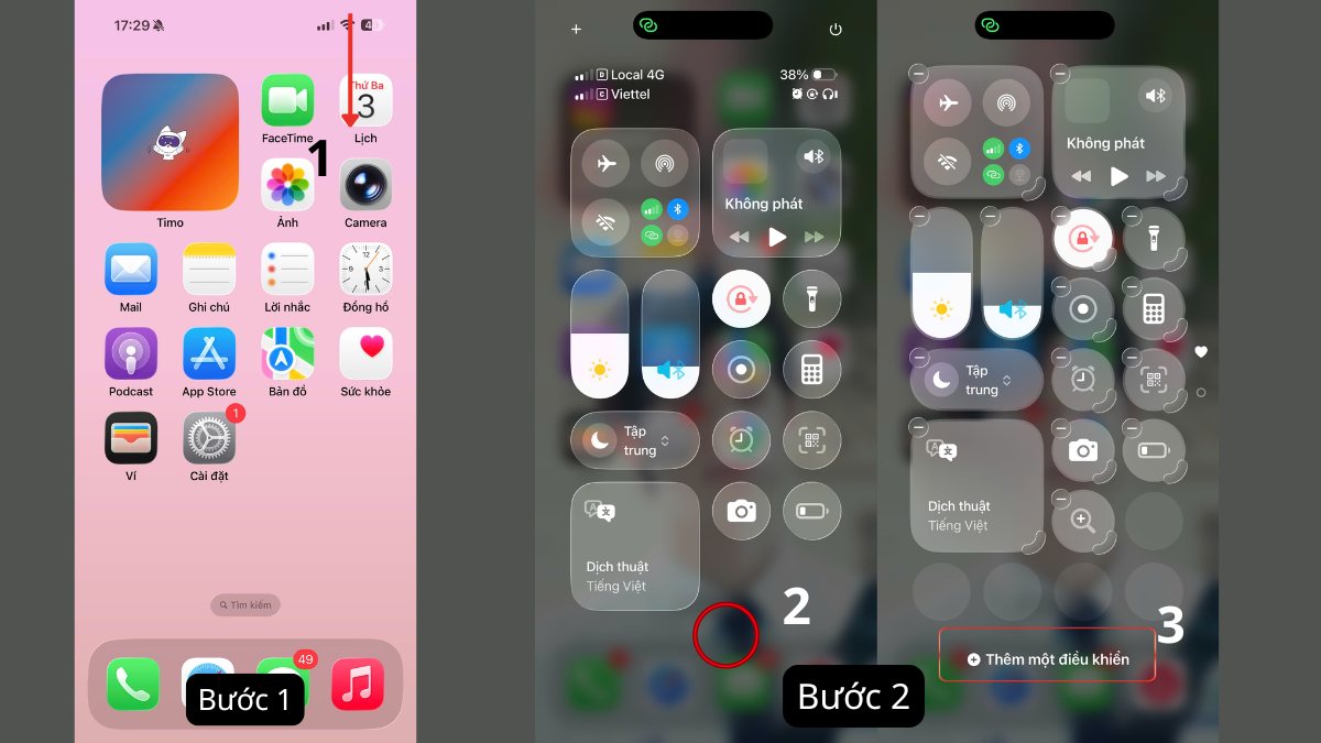 Cách bật kính lúp trên iPhone từ Trung tâm điều khiển - bước 1