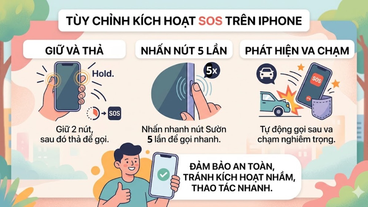 Cách thay đổi thực hiện cuộc gọi liên hệ khẩn cấp trong SOS iPhone
