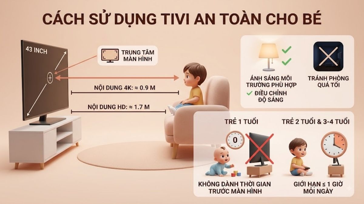 Cách sử dụng tivi an toàn cho bé