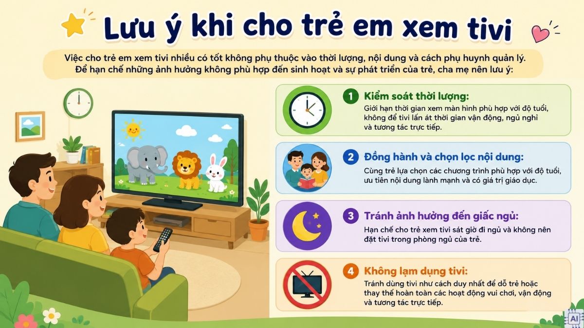 Lưu ý khi cho trẻ em xem tivi