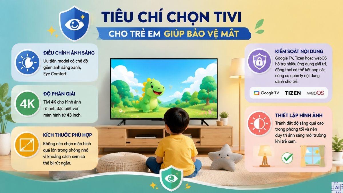 Tiêu chí chọn tivi cho trẻ em giúp bảo vệ mắt