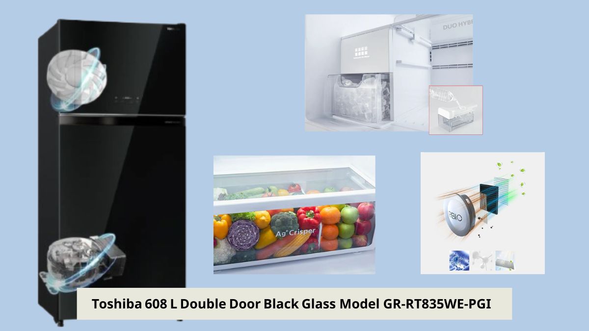 Top những tủ lạnh tốt nhất hiện nay - Toshiba 608 L Double Door Black Glass