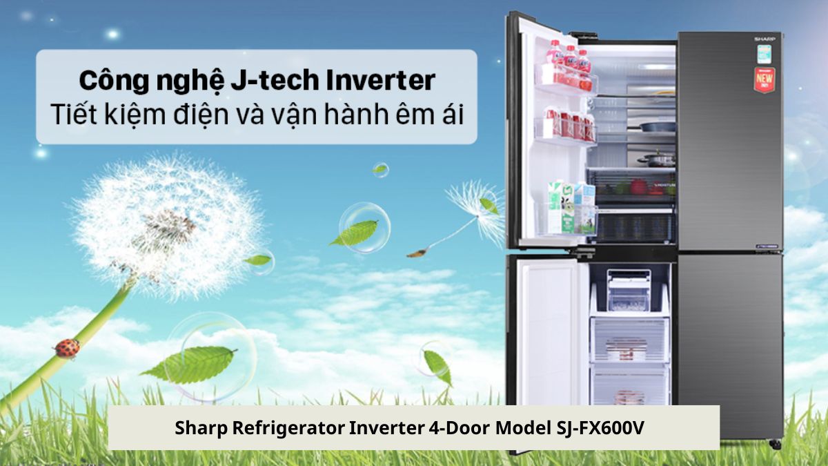 Top những tủ lạnh tốt nhất hiện nay - Sharp Refrigerator Inverter 4‑Door