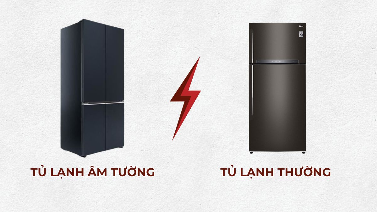 So sánh tủ lạnh âm tường với tủ lạnh thường