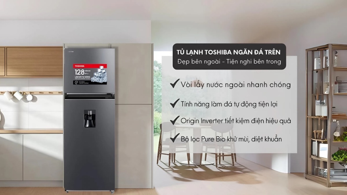 Tủ lạnh làm đá tự động Toshiba Inverter 336 lít GR-RT435WEA-PMV(06)