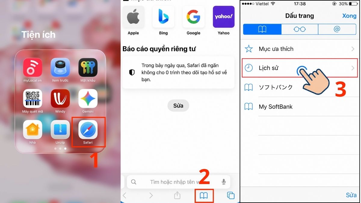 Cách xem lịch sử Safari trên iPhone phiên bản cũ