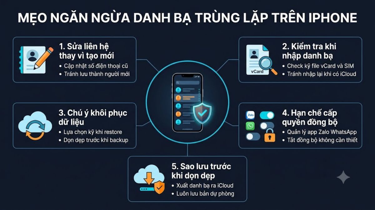 Mẹo ngăn ngừa danh bạ bị trùng lặp trên iPhone