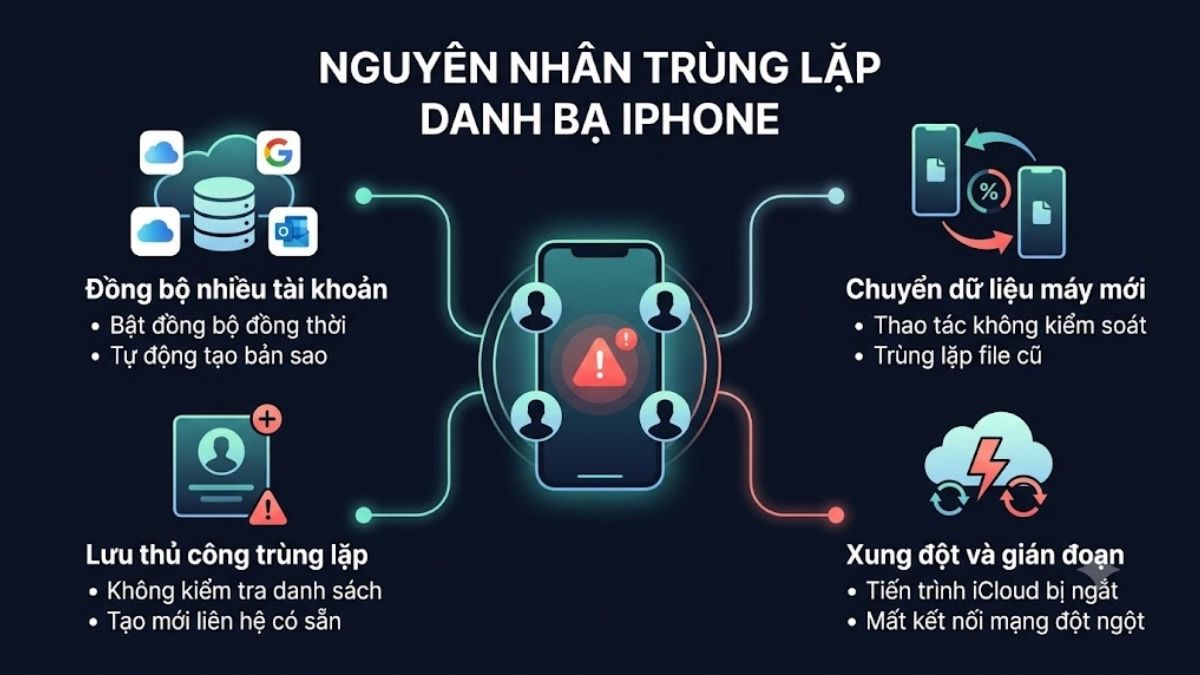 Nguyên nhân khiến danh bạ iPhone bị trùng lặp số điện thoại
