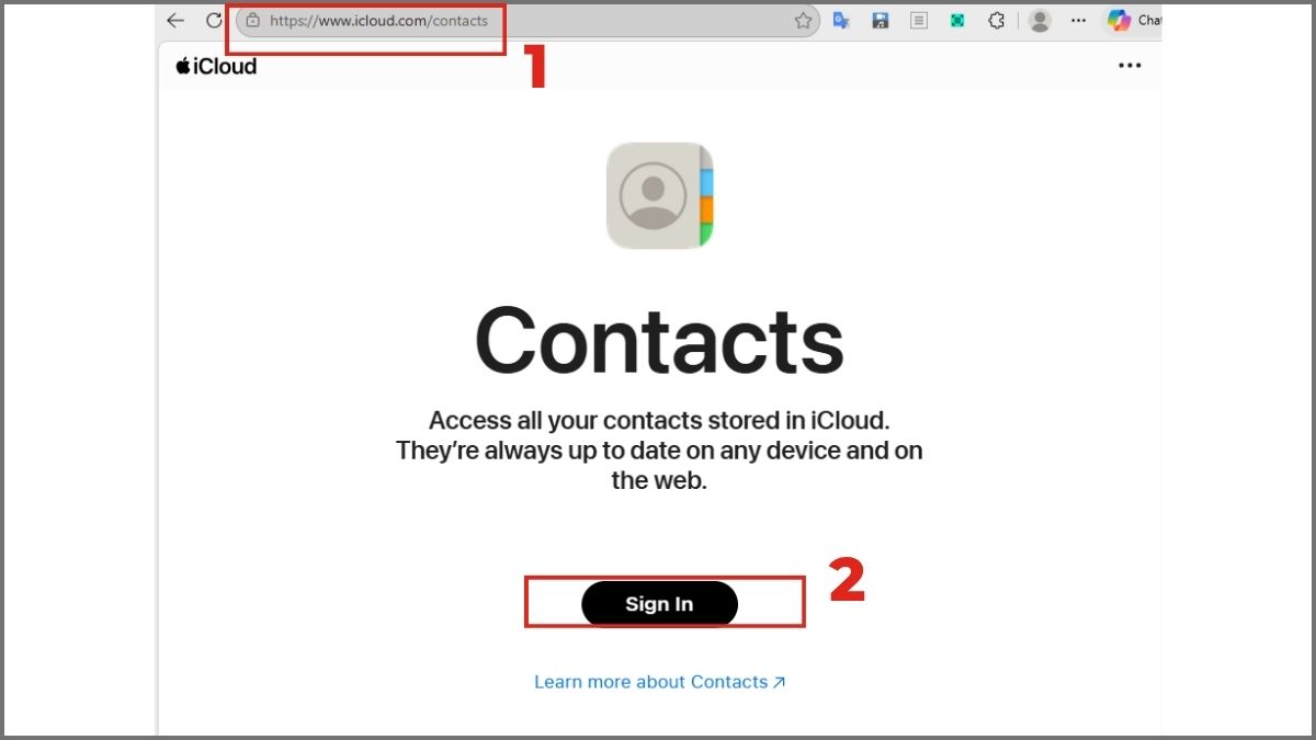 Xóa danh bạ trùng iPhone bằng iCloud - bước 1