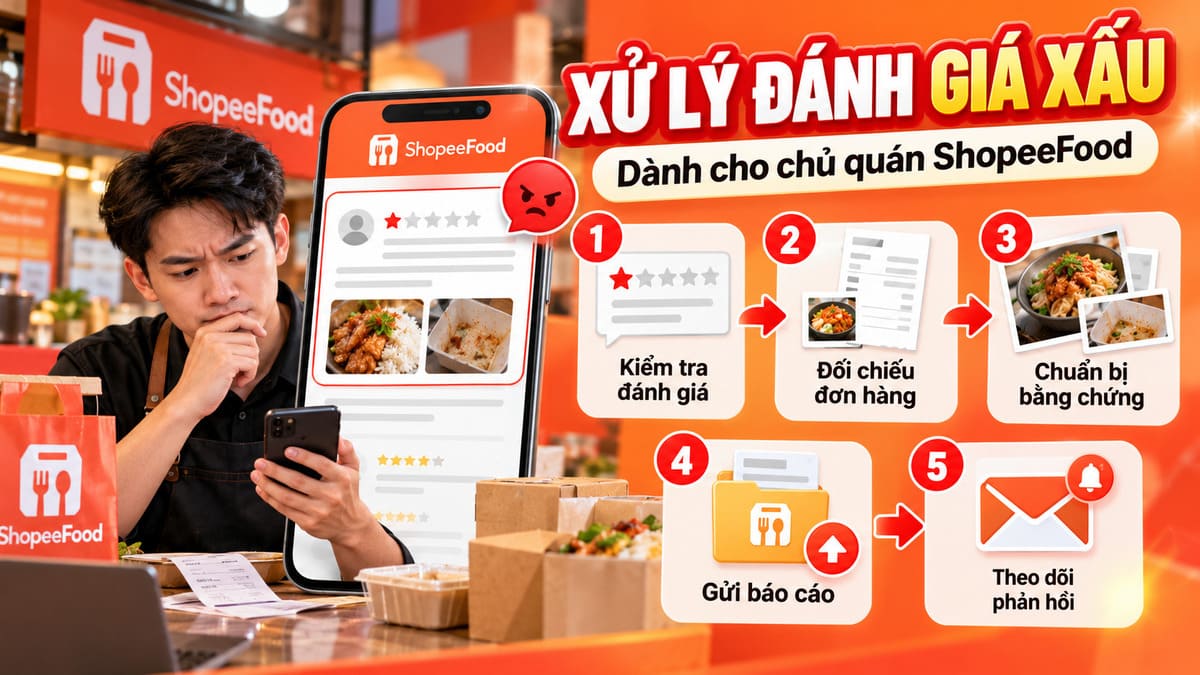 Cách xử lý đánh giá xấu trên ShopeeFood dành cho chủ quán