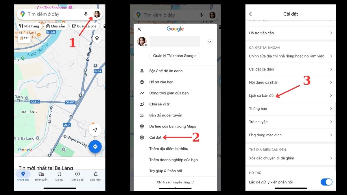 Cách xóa lịch sử tìm kiếm Google Map trên iPhone - bước 1