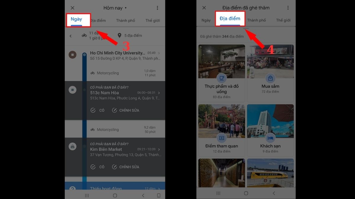 Cách xem lịch sử hoạt động của Google Map trên iPhone - bước 2,3