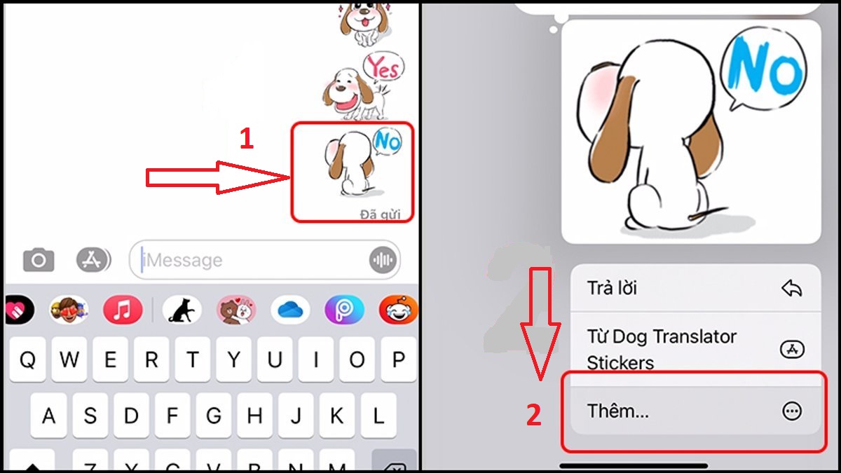Xóa nhãn dán trên đoạn hội thoại iMessage - bước 1