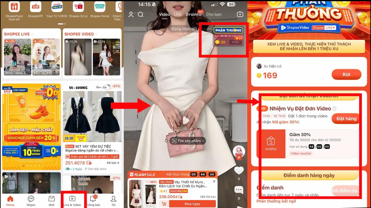 Cách săn và tích lũy Shopee Xu bằng cách xem live video nhận xu