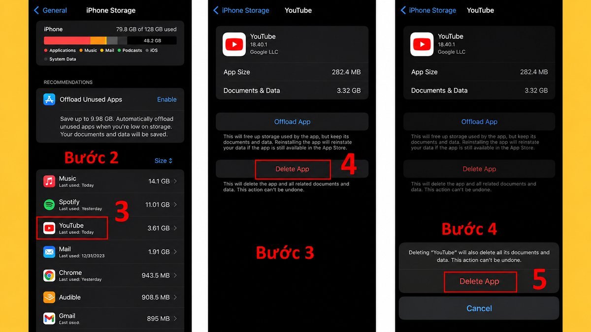 Sửa lỗi Youtube 400 bằng cách xóa bộ nhớ đệm trên iPhone - bước 2