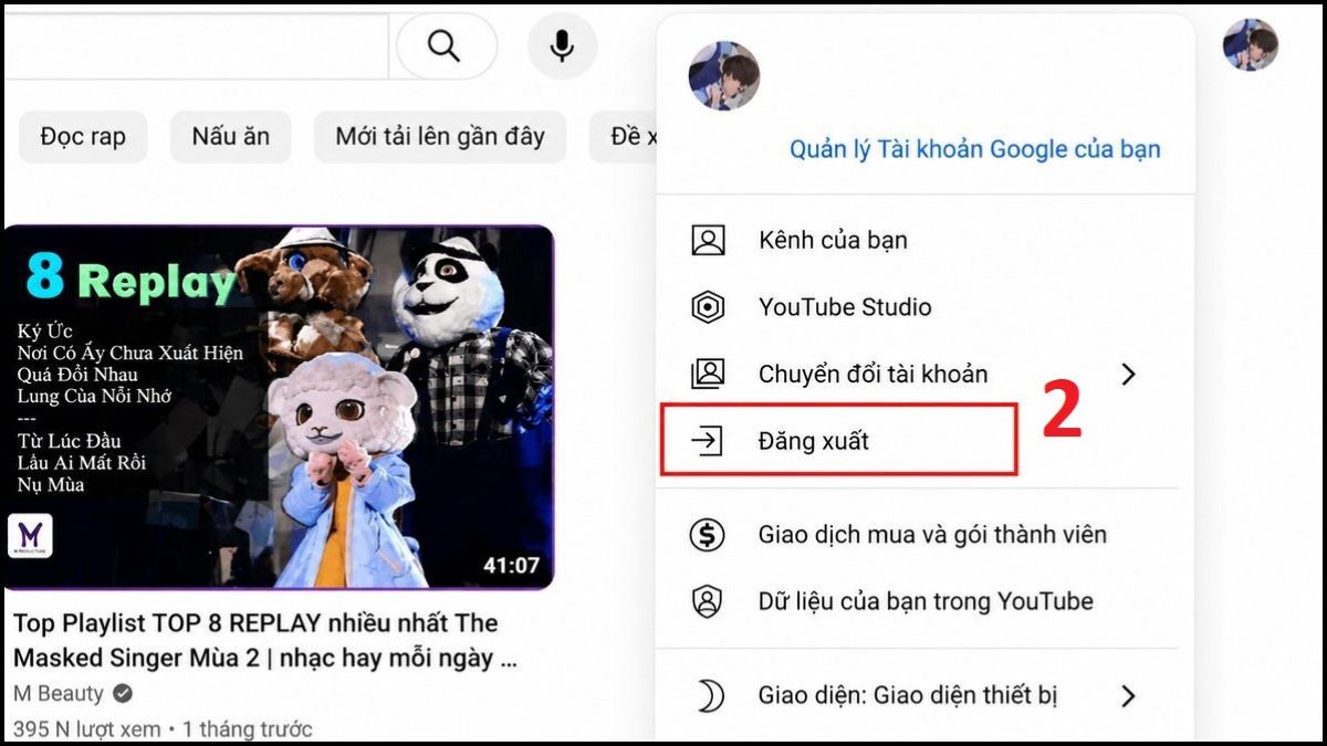 Sửa lỗi Youtube 400 bằng cách đăng xuất sau và đăng nhập lại - bước 2