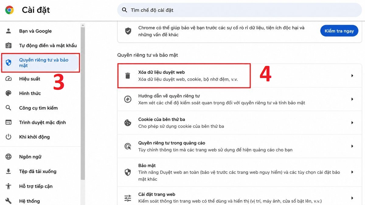 Sửa lỗi Youtube 400 bằng cách xóa Cookie và bộ nhớ đệm - bước 2