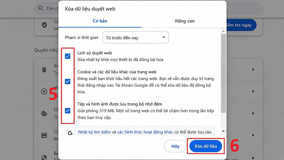 Sửa lỗi Youtube 400 bằng cách xóa Cookie và bộ nhớ đệm cần lưu ý
