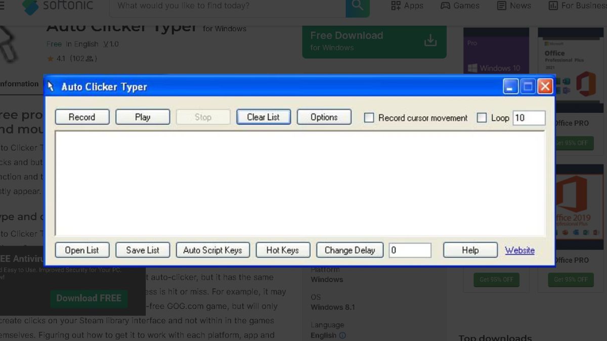 Top phần mềm auto click không chiếm chuột - Auto Click Typer