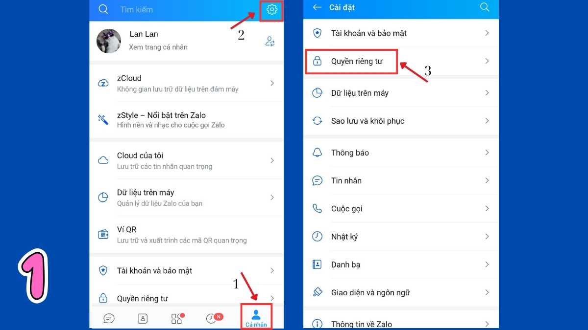 Cách chặn xem nhật ký trên Zalo - bước 1