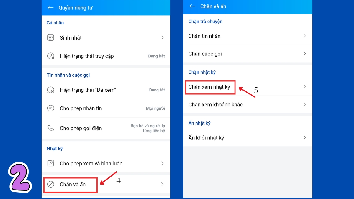 Cách chặn xem nhật ký trên Zalo - bước 2