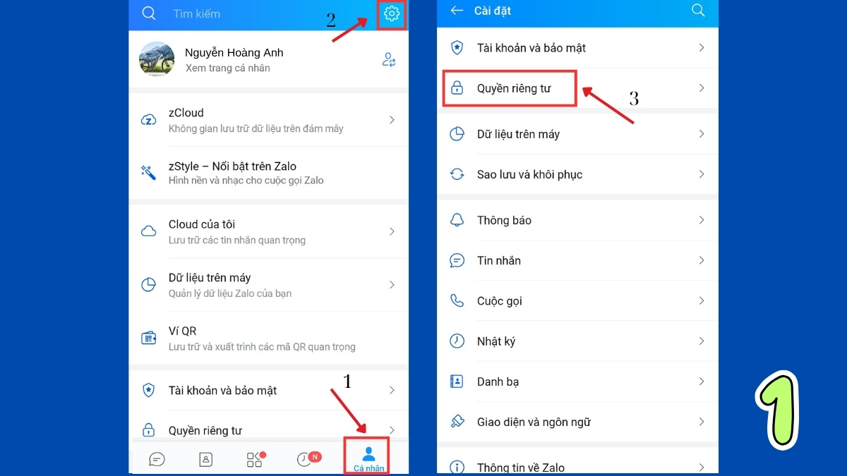 Cách chặn xem khoảng khắc trên Zalo - bước 1
