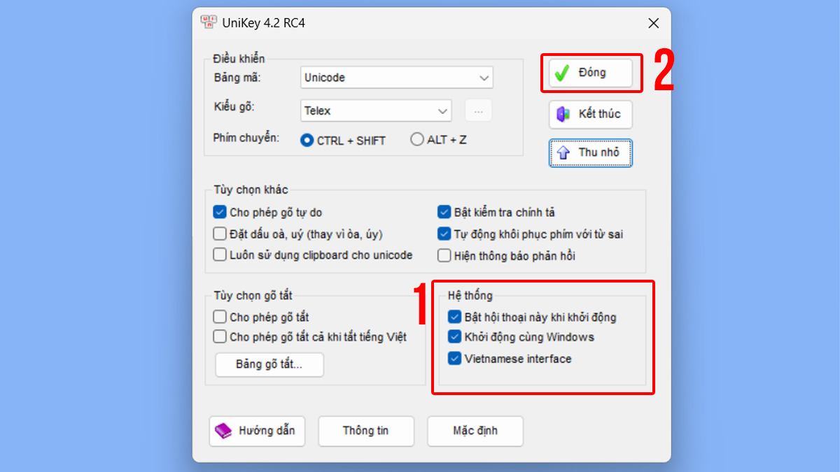 Khởi động UniKey cùng Windows