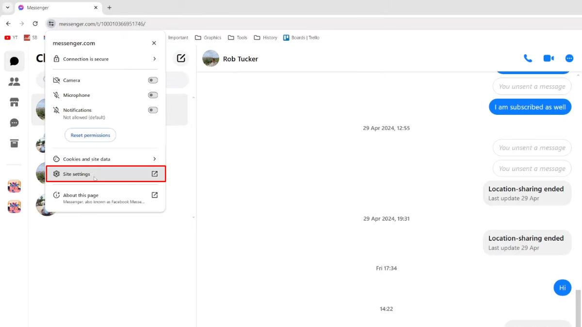Cách cho phép Messenger truy cập micro trên máy tính với google chrome - bước 2