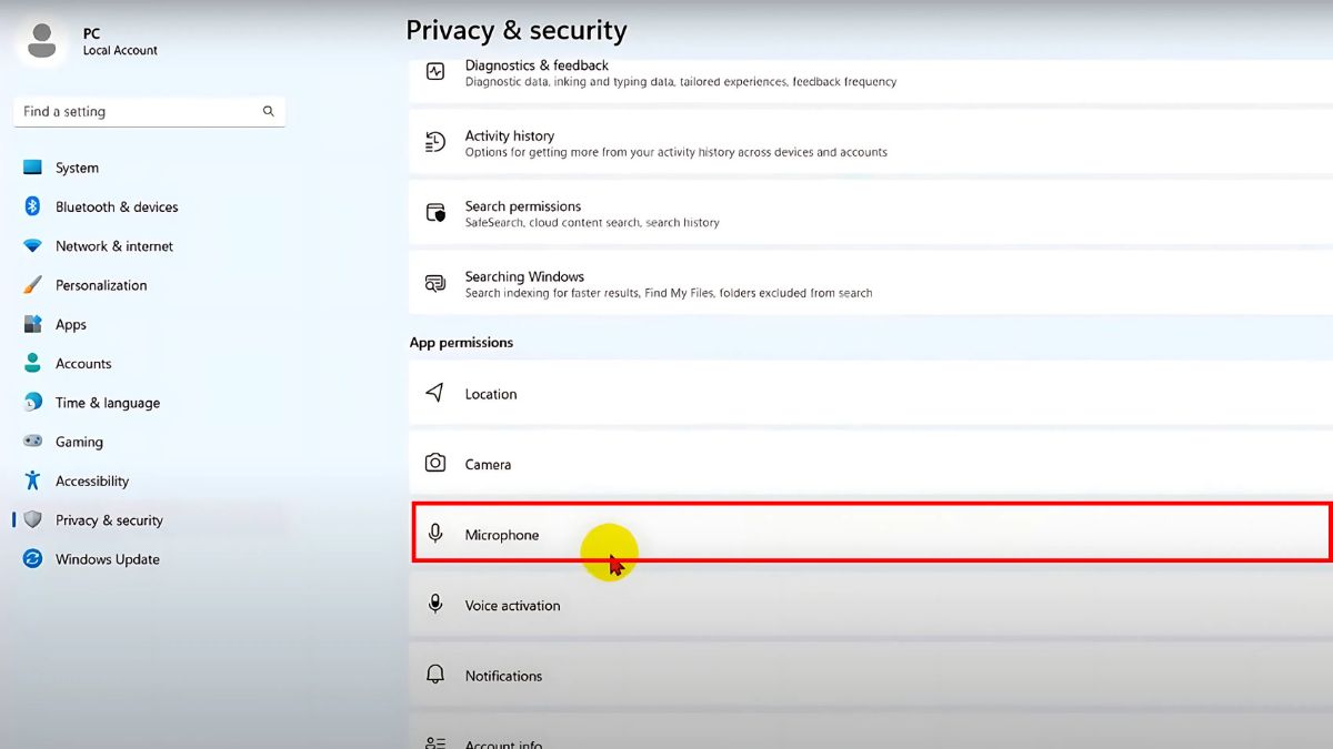 Cách cho phép Messenger truy cập micro trên máy tính với windows - bước 3