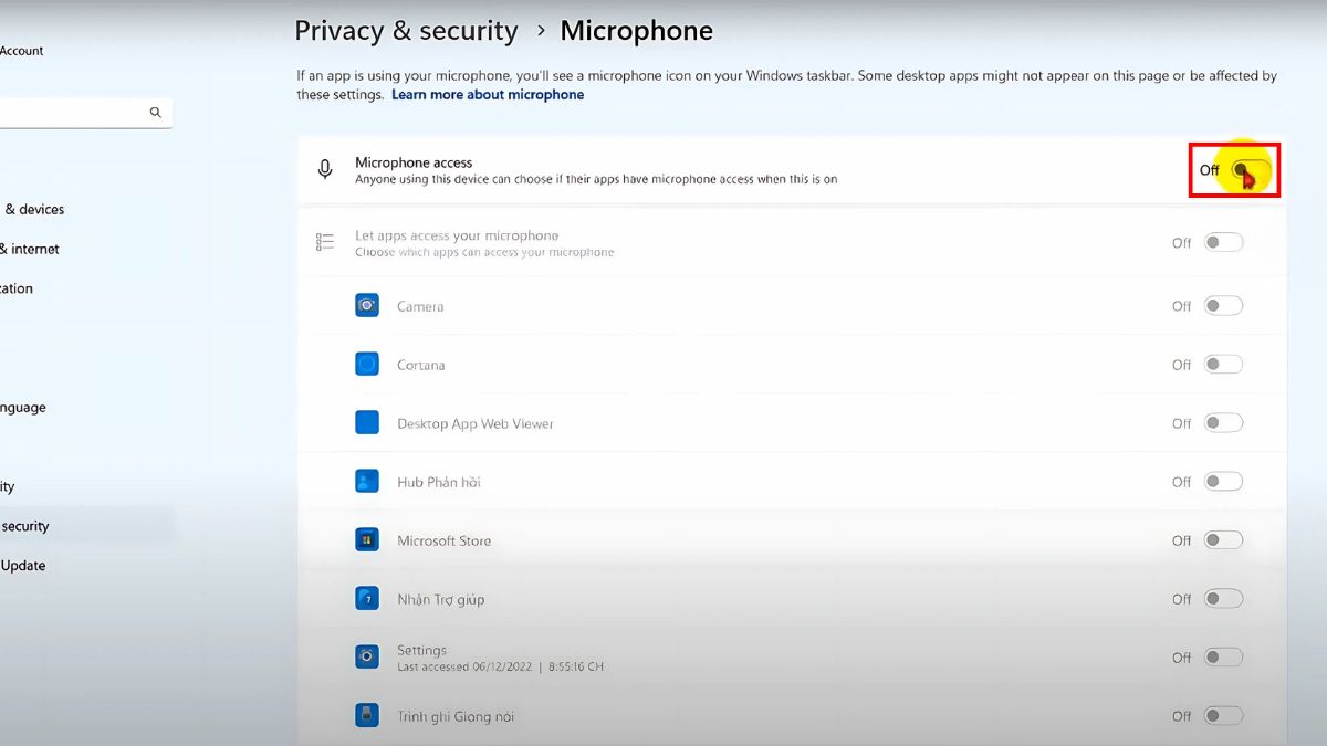 Cách cho phép Messenger truy cập micro trên máy tính với windows - bước 4
