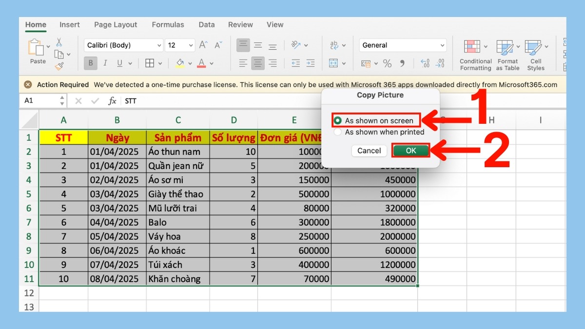 Cách chụp màn hình Excel gửi Zalo trực tiếp trên excel - bước 2