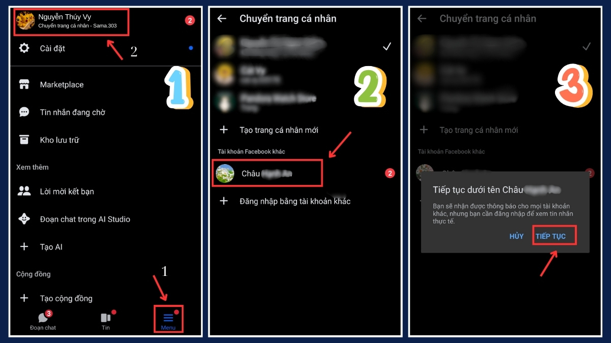 Hướng dẫn cách chuyển Messenger sang tài khoản khác trên android